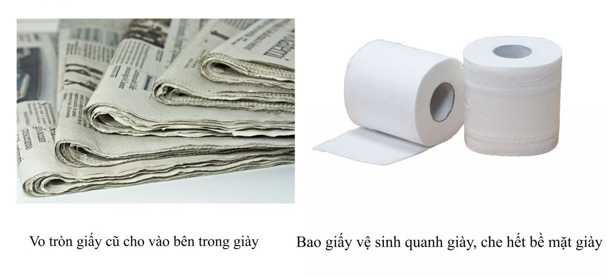 Dùng giấy bao quanh giày