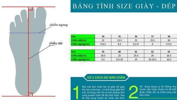 Chọn giày cầu lông phù hợp với kích thước bàn chân